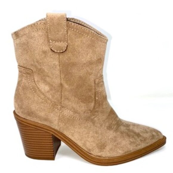 TOP Moda Shoes - TOP MODA Western Ankle Booties Stitched Cowboy Women's Boots Taupe Size 7